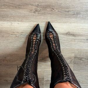 Fashion Nova Black Lace-Up Women's Boots